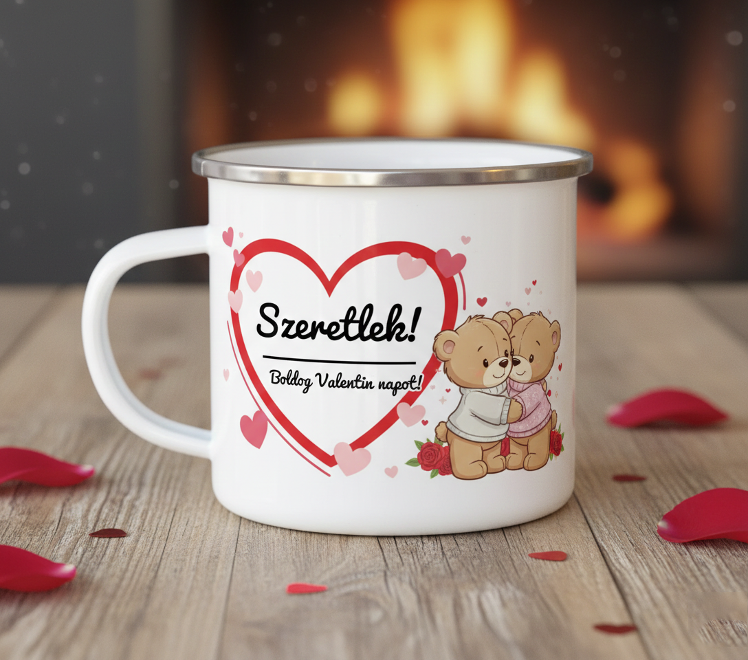 Fényképes Bögre - Zománcozott - Fehér - 3dl