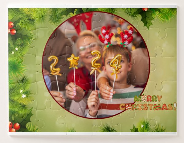 Egyedi fényképes kirakó 35dbos - Karácsony -  Kör sablon