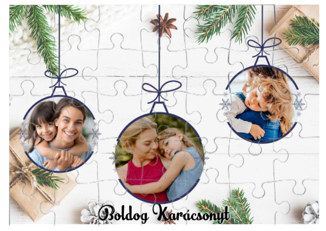 Egyedi fényképes kirakó 35dbos - Karácsony -  Gömbök