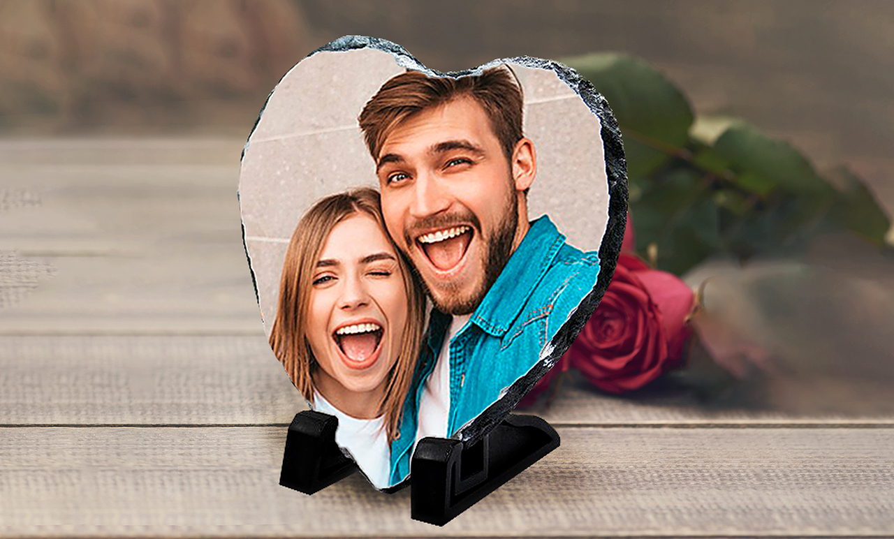 Fényképes Gránitkő - 14x14 - Szív