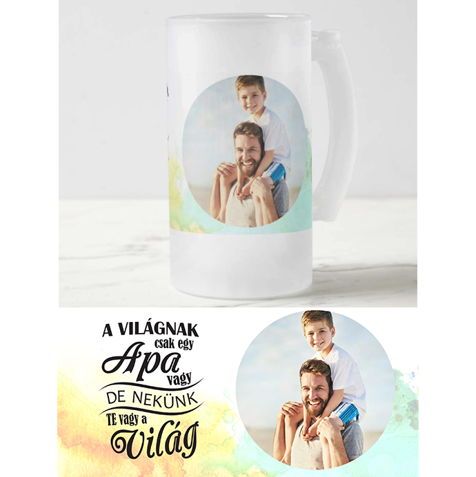 Fényképes Söröskorsó - Fehér - 3dl - Apáknapja