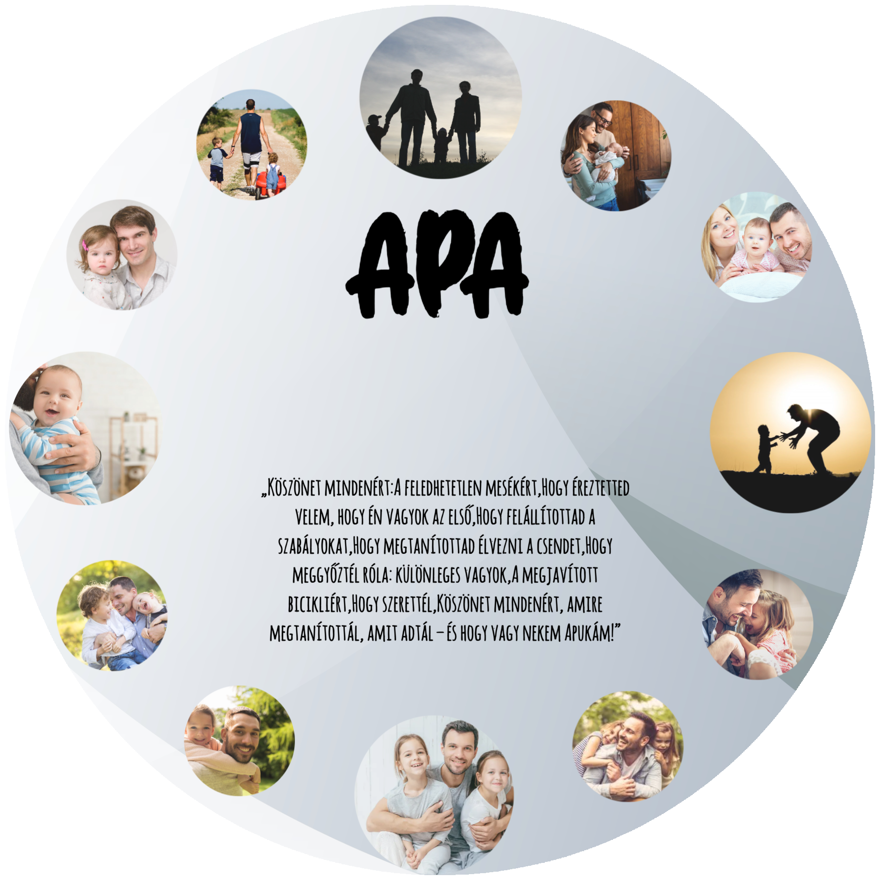 Fényképes óra - 20 cm - Apáknapja