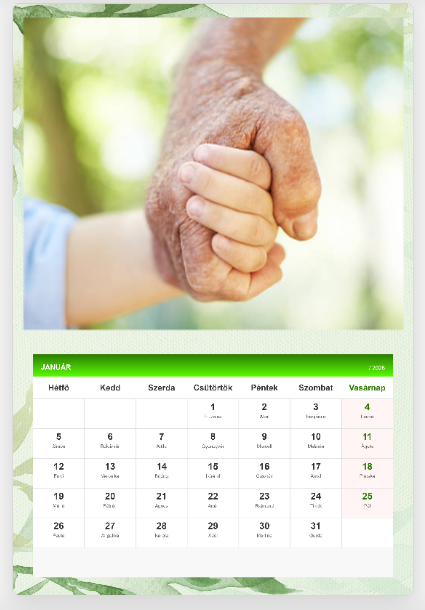 Fényképes naptár A4 méret 2026 - Green forest