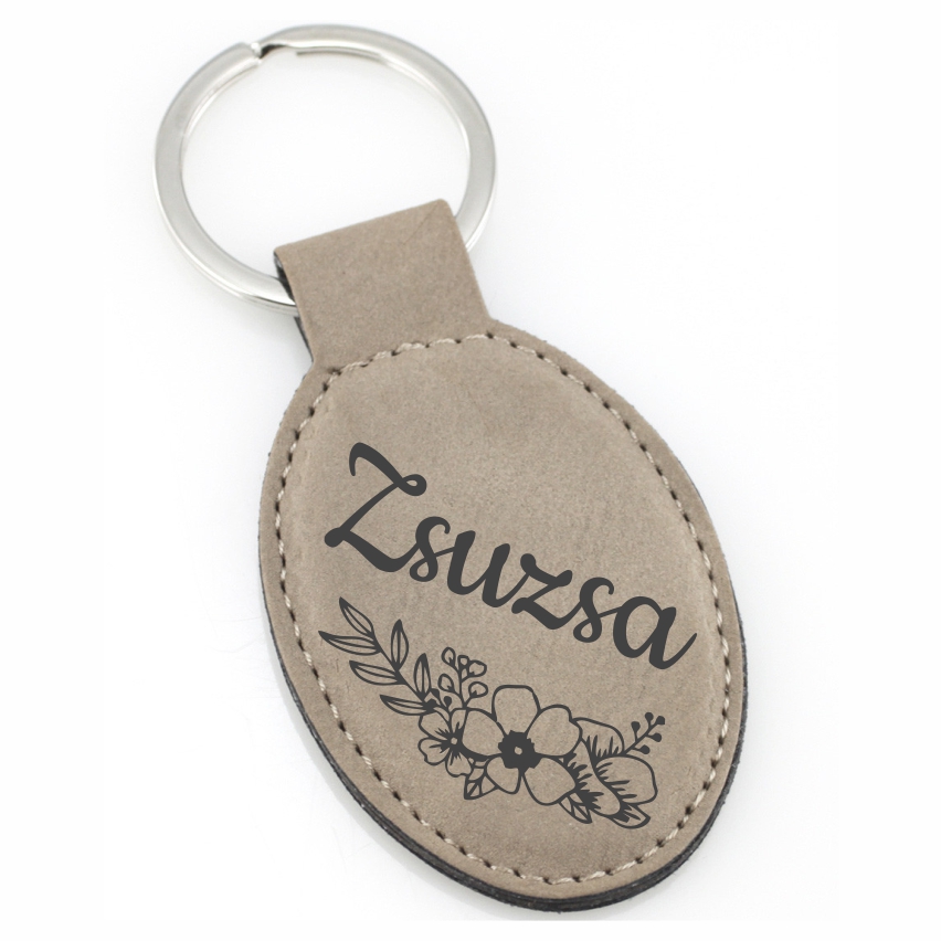 Gravírozható bőr kulcstartó világos